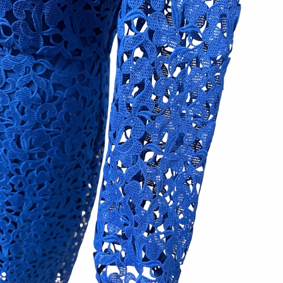 J.Crew Lace Sheath Dress Cobalt Blue Embroidered Lace Wedding Guest Cocktail 12 - Picture 5 of 10